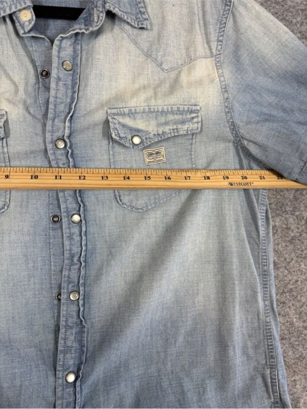 Denim & Supply Ralph Lauren Chambray Shirt Blue M Western Pearl Snap Casual - Picture 6 of 13